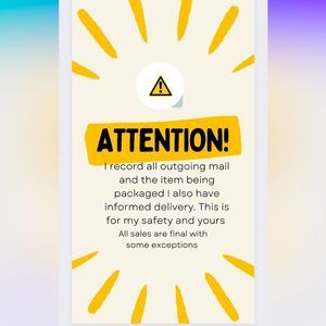 I record all outgoing mail and packaging for my safety and yours. No returns